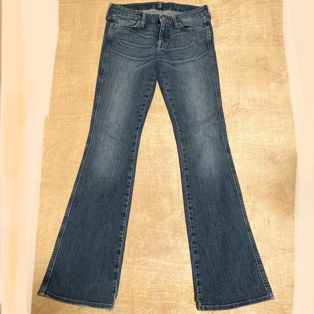 7 For All Mankind Jeans Women’s 28 Flare Low Rise Medium Wash Denim